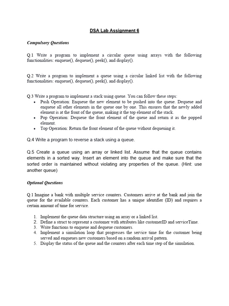 DSA Lab Assignment 6 PDF