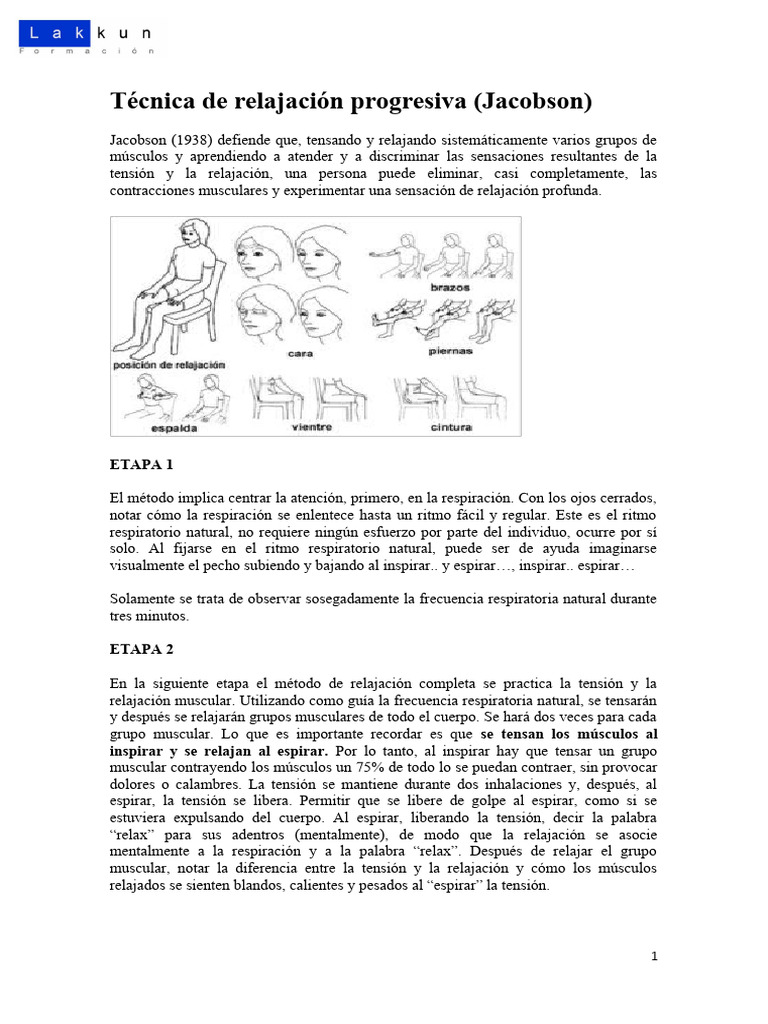 T cnica de relajaci n jacobson pdf respiraci n m sculo