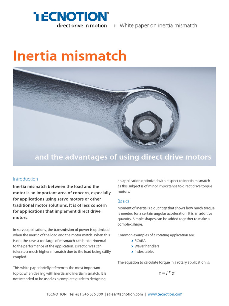 White Paper Inertia Mismatch PDF Actuator Torque