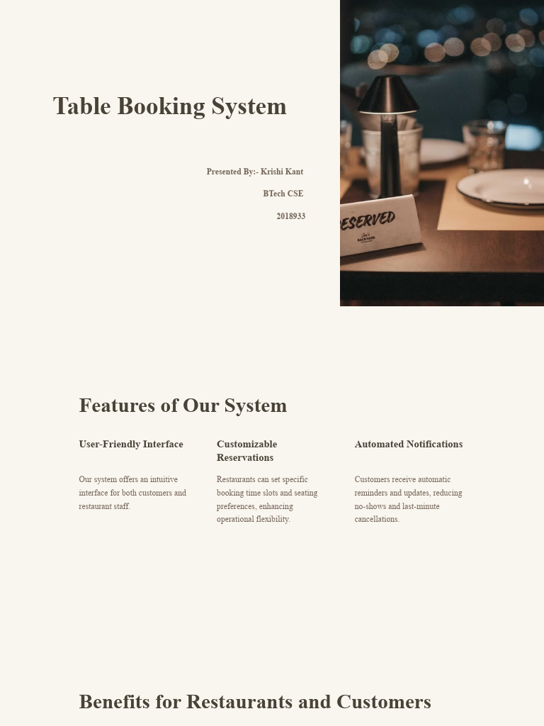 Table Booking System12 | PDF | Technology & Engineering