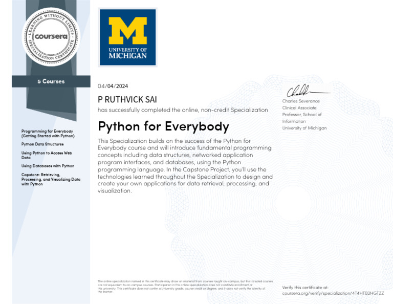 Python For Everybody Specialization 2200030806 | PDF | Databases ...