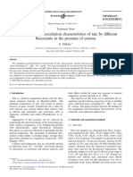 Coagulation and Flocculation Characteristics of Talc by Different Flocculants in The Presence of Cations