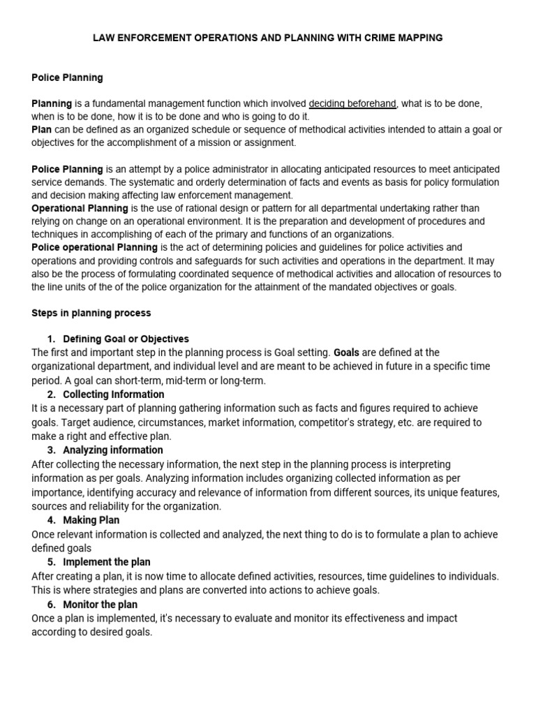 Police Planning & Crime Mapping | PDF | Goal | Policy