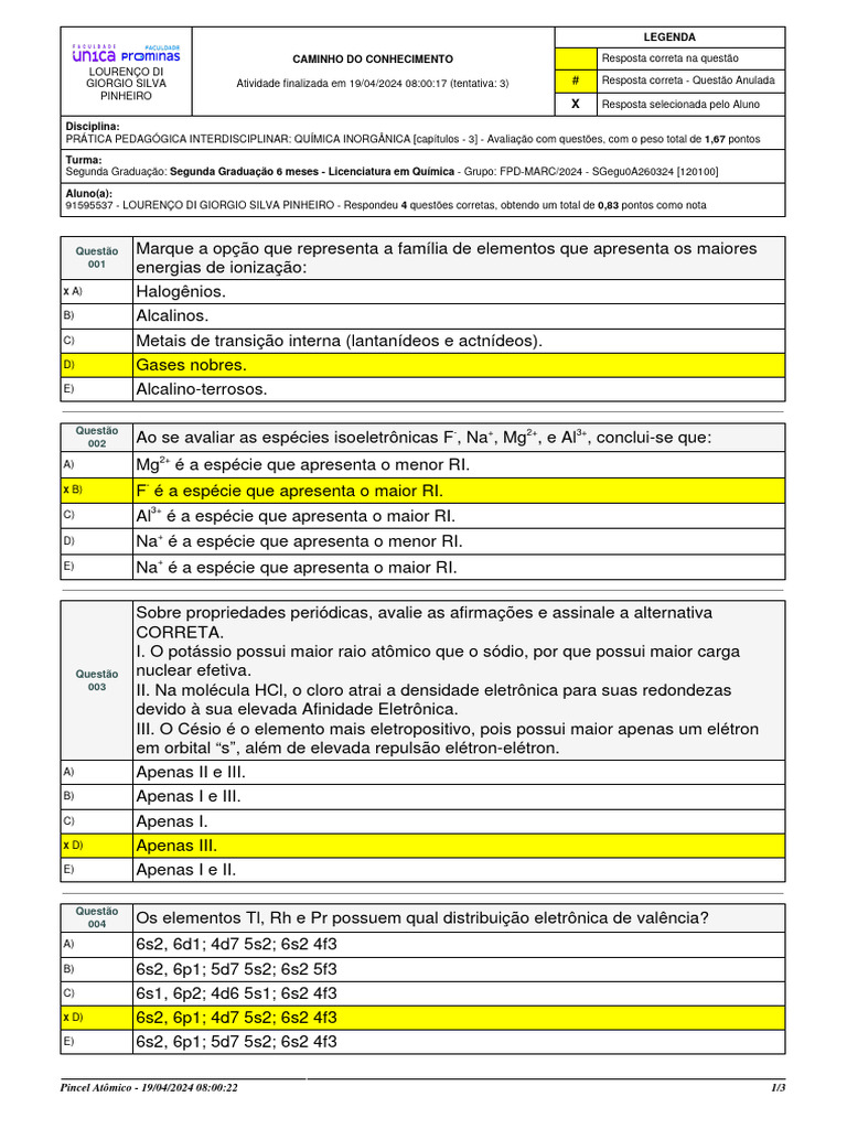 CC Teste 3 t3 | PDF | Elétron | Física de Matéria Condensada