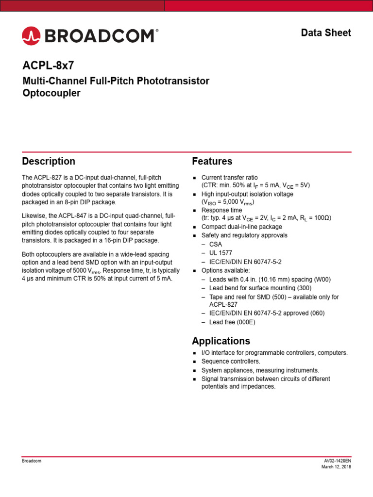 Optocoupler Data for Engineers | PDF | Semiconductor Devices ...
