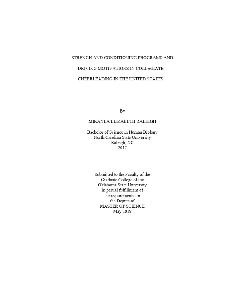 Athleticism in Collegiate Cheerleading | PDF | Motivation | Motivational