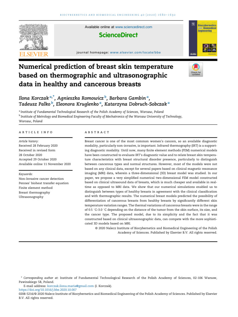Numerical Prediction of Breast Skin Temperature | PDF | Medical ...