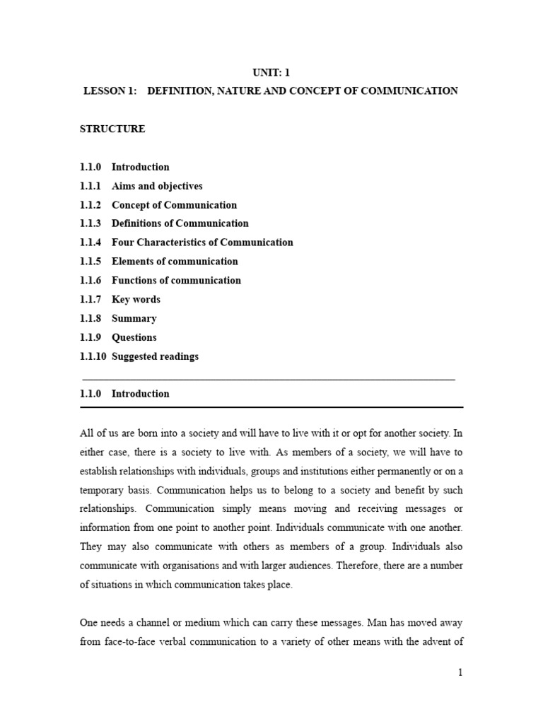 Definition nature and concept of communication pdf communication