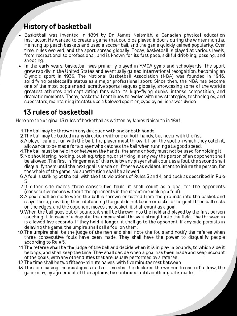 History of basketball pdf referee games of physical skill