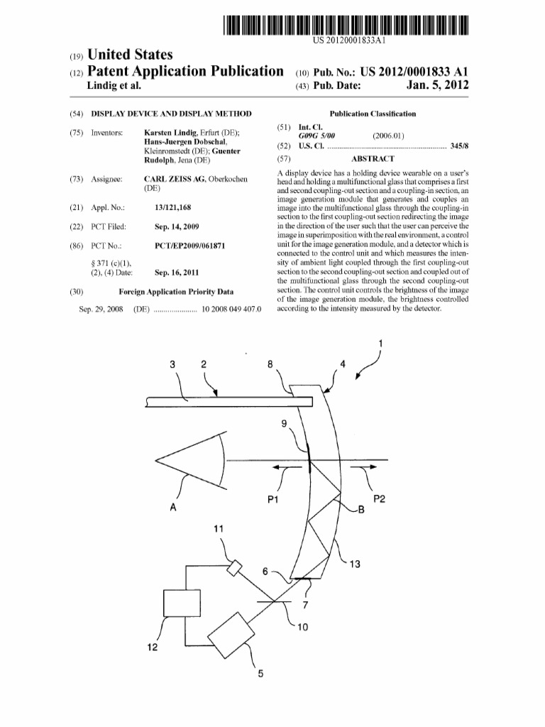 2012, US20120001833A1, Display Device and Display Method | PDF | Optics ...