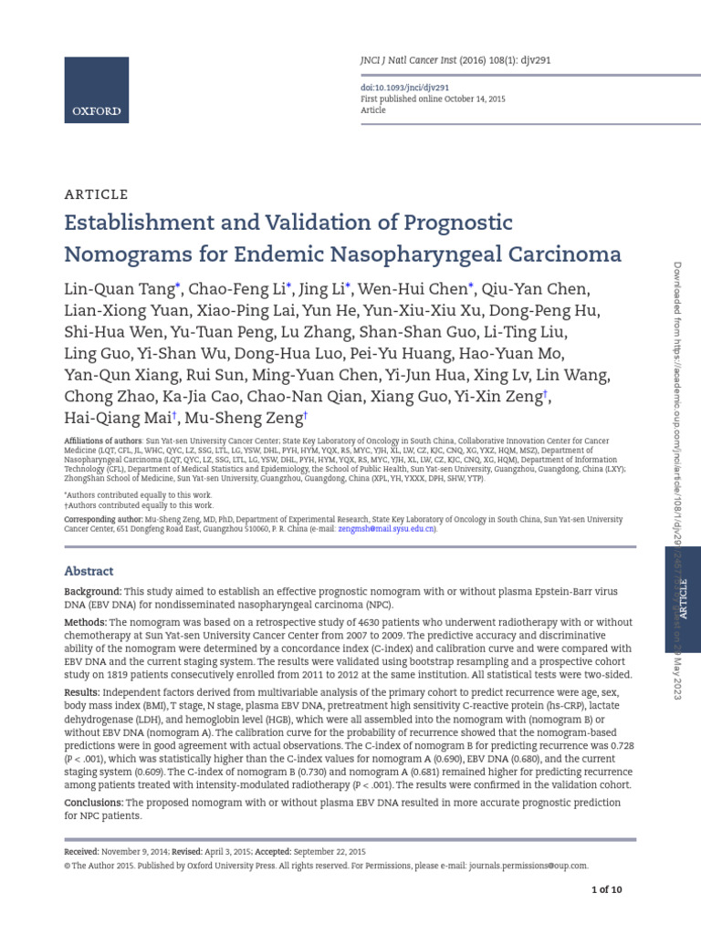 Establishment and Validation of Prognostic | PDF | Medical Specialties ...