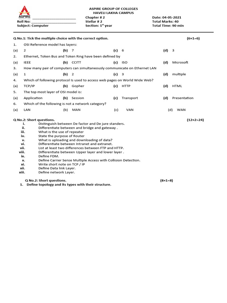 Computer test 2 steller pdf osi model local area network