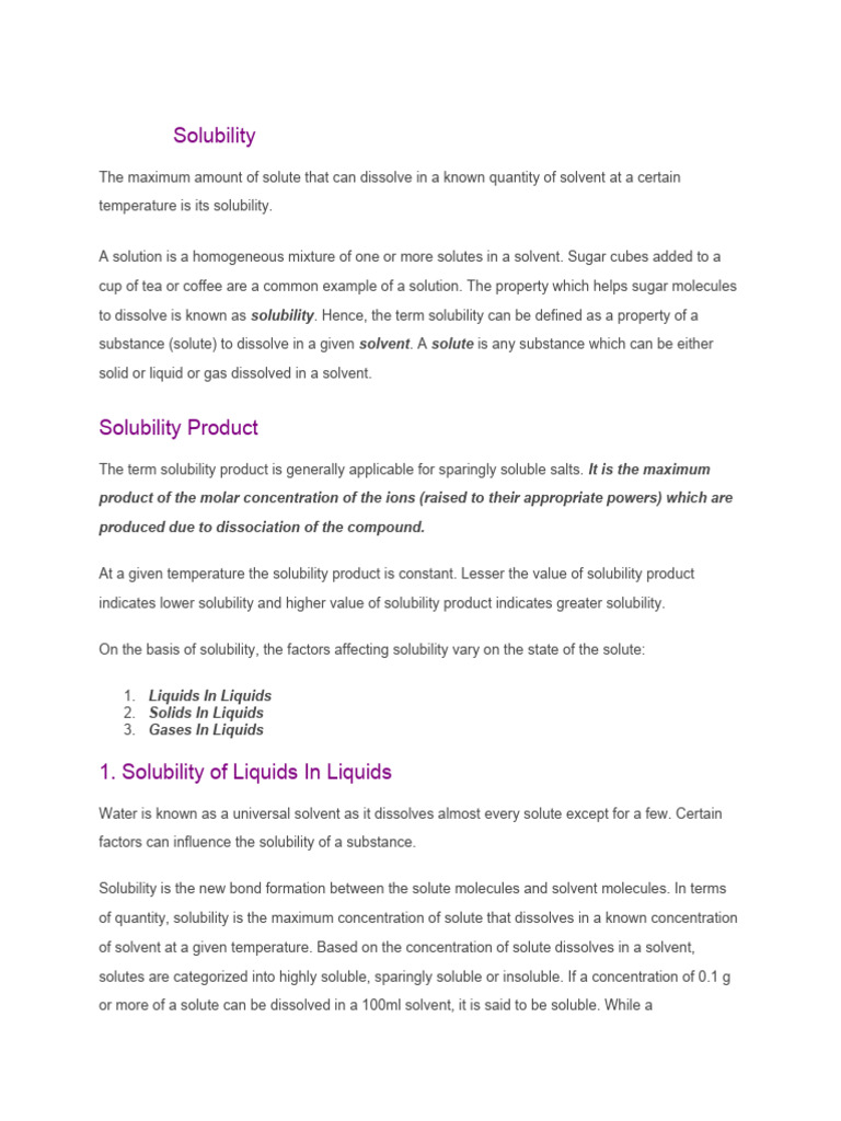 Solubility Pdf Solubility Solvation