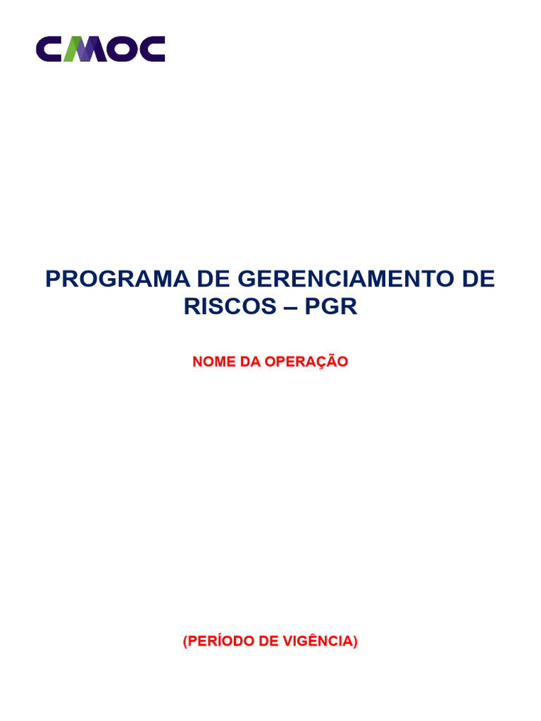 Programa de Gerenciamento de Riscos - PGR | PDF | Segurança e saúde ...