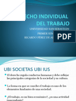 Derecho Individual Del Trabajo: Universidad San Sebastián Primer Semestre Ricardo Pérez de Arce Molina