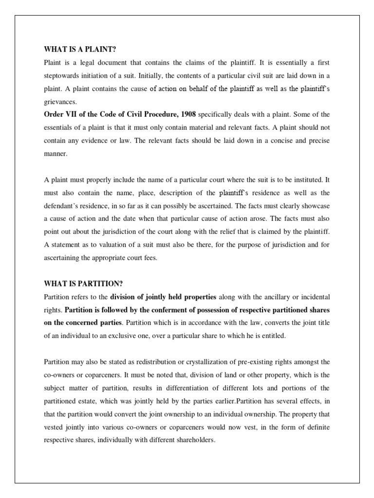 PLAINTPARTITION PDF Lawsuit Summons