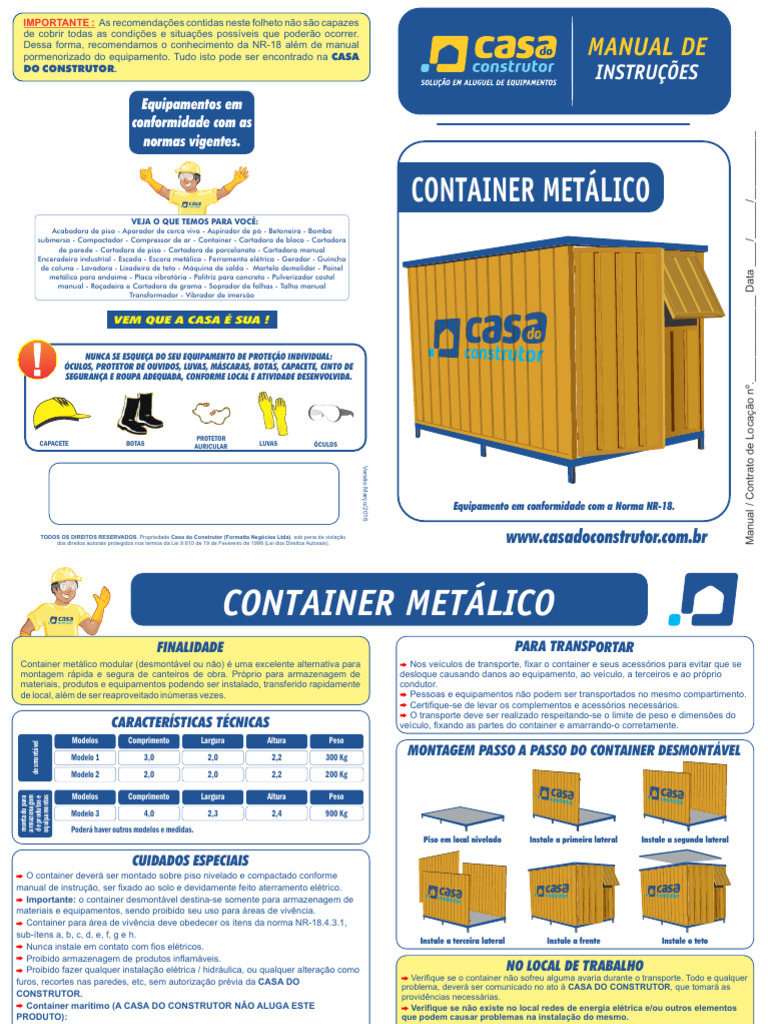 Montagem e Cuidados com Container Metálico | PDF