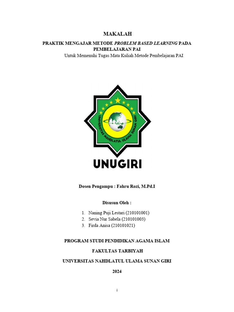 Praktik Problem Based Learning PAI | PDF