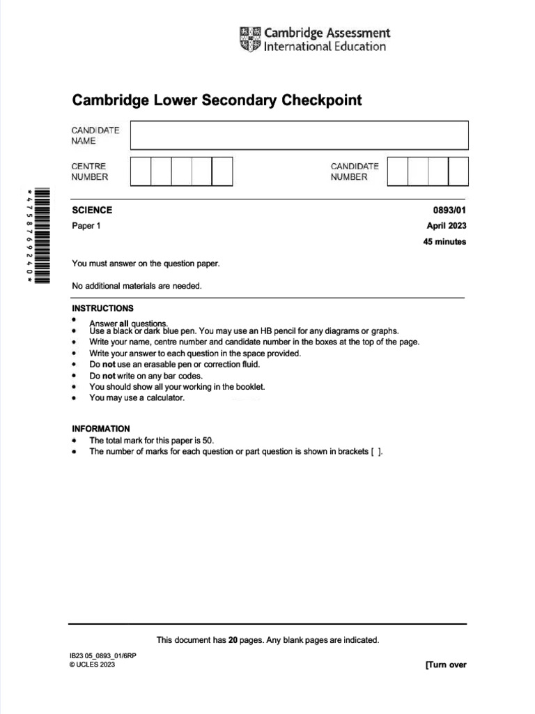 Pdf Checkpoint Science Past Papers April 2023 Compress Pdf
