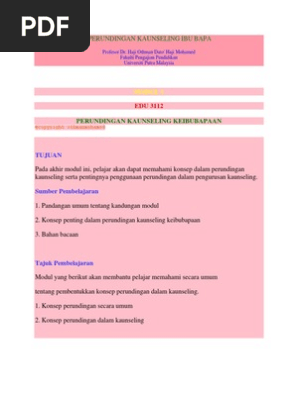 Perundingan Kaunseling Ibu Pdf