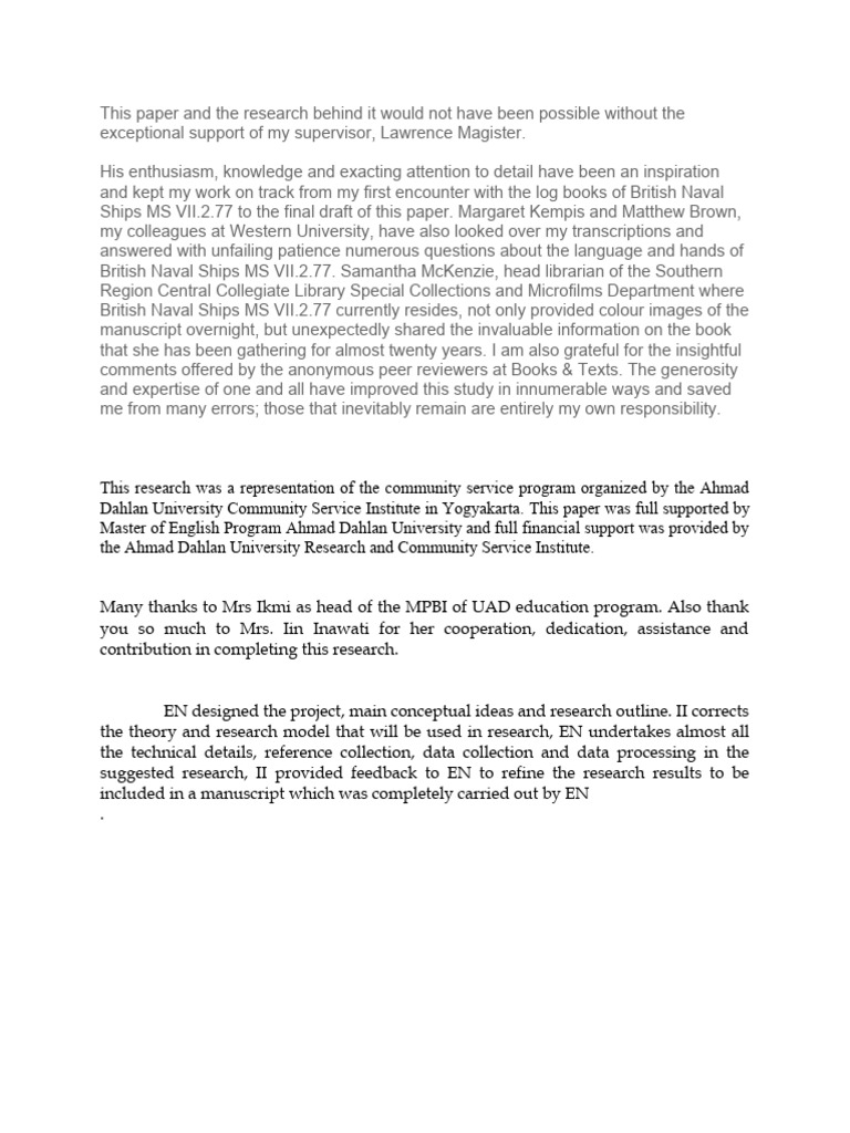 Contoh Acknowledgement | PDF