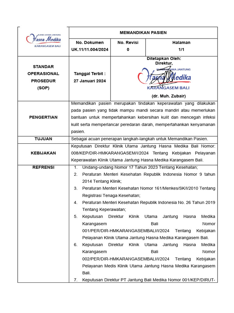004 Ranap Memandikan Pasien | PDF