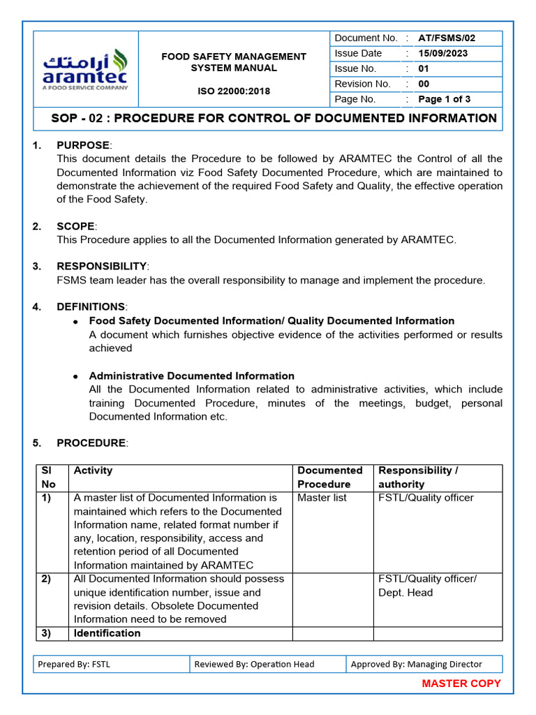 Document Control Procedure Overview | PDF | Information Science ...