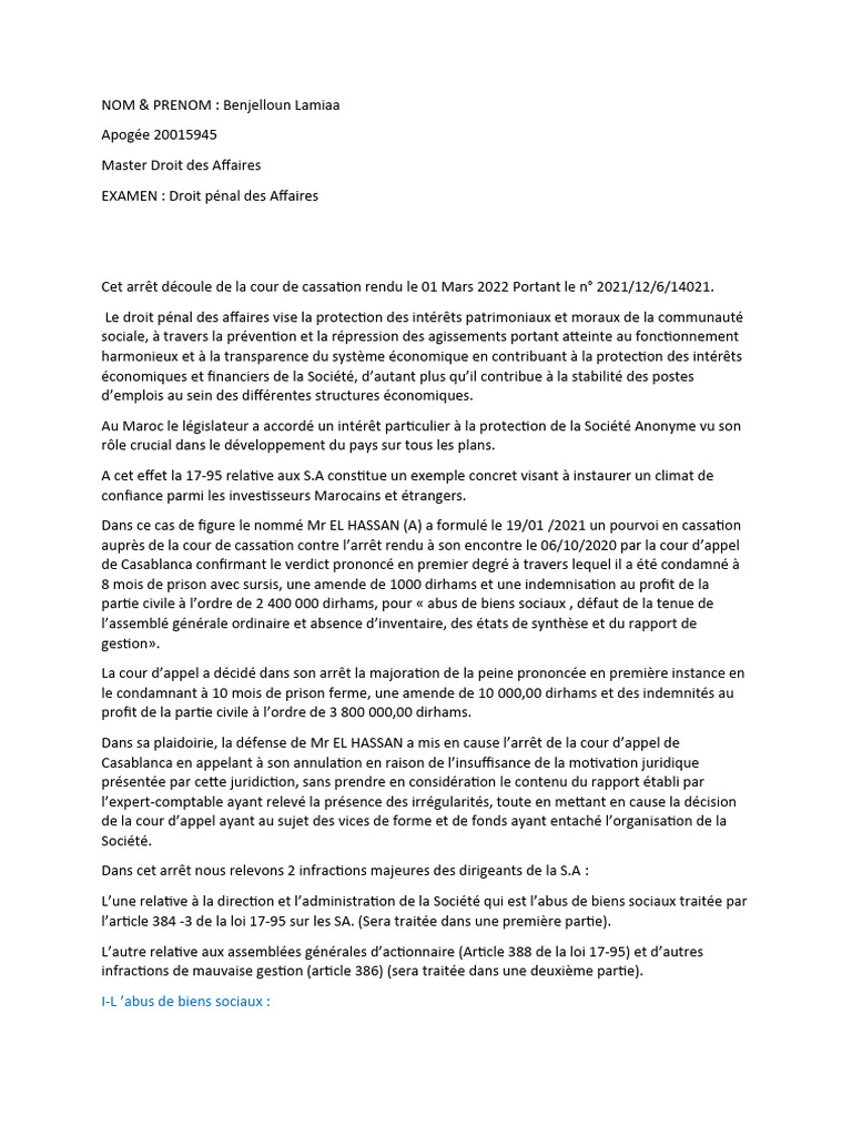 Droit pénal des affaires au Maroc | PDF | Justice | Crime et violence