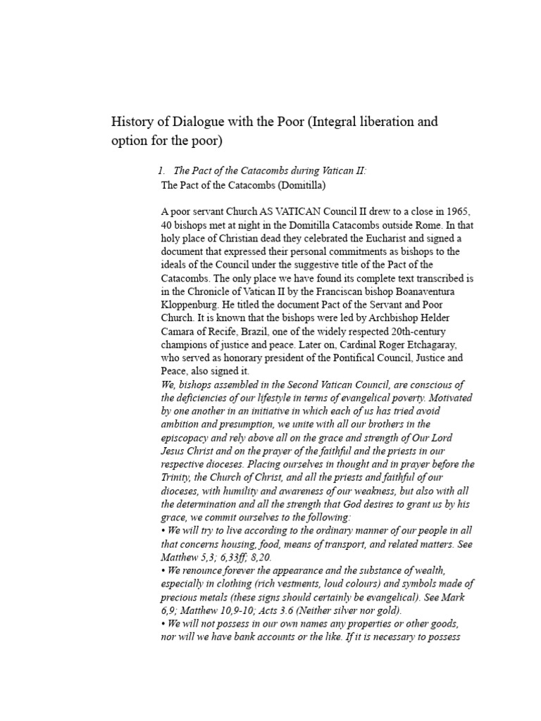 History of Dialogue with the Poor | PDF | Catholic Church | Theology