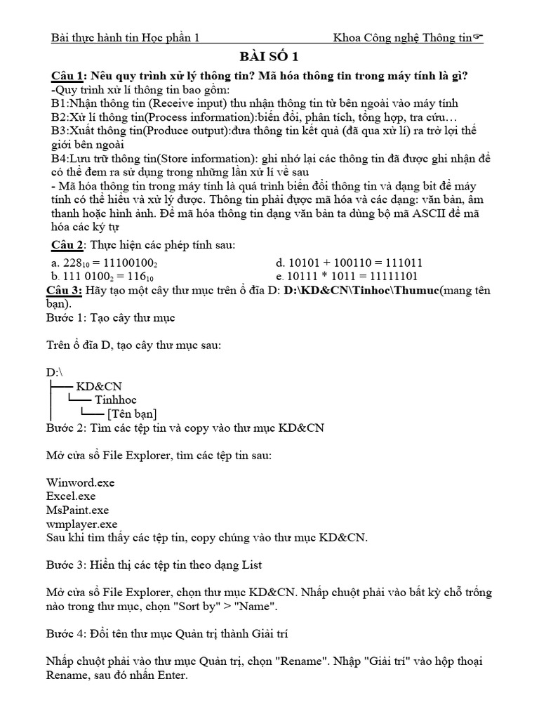 Tin 1 - So 1 | PDF