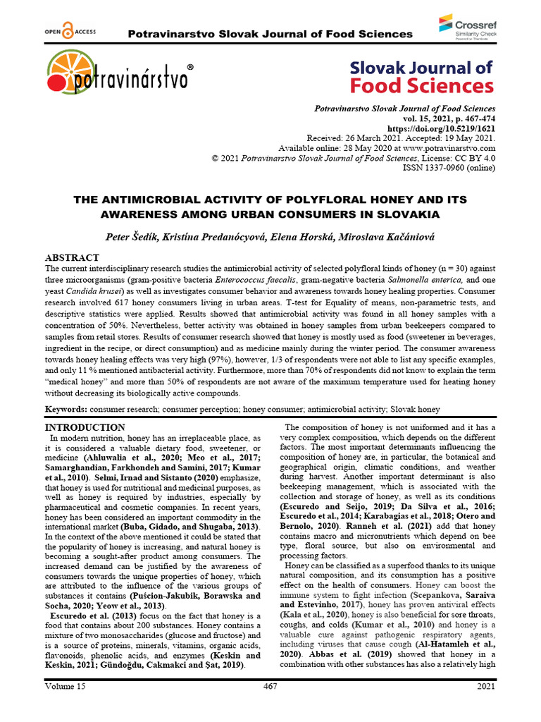 The Antimicrobial Activity of Polyfloral Honey and | PDF