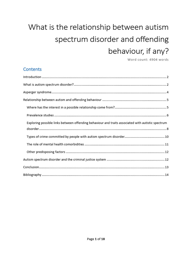 Autism Spectrum Disorder and Offending Behavior | PDF | Autism Spectrum ...