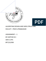 Algorithm Design and Data Structure Faculty: Prof.S.Prabahkar Assignment - 1 by Karthik B S SEM-2 (FP) BFT/23/308
