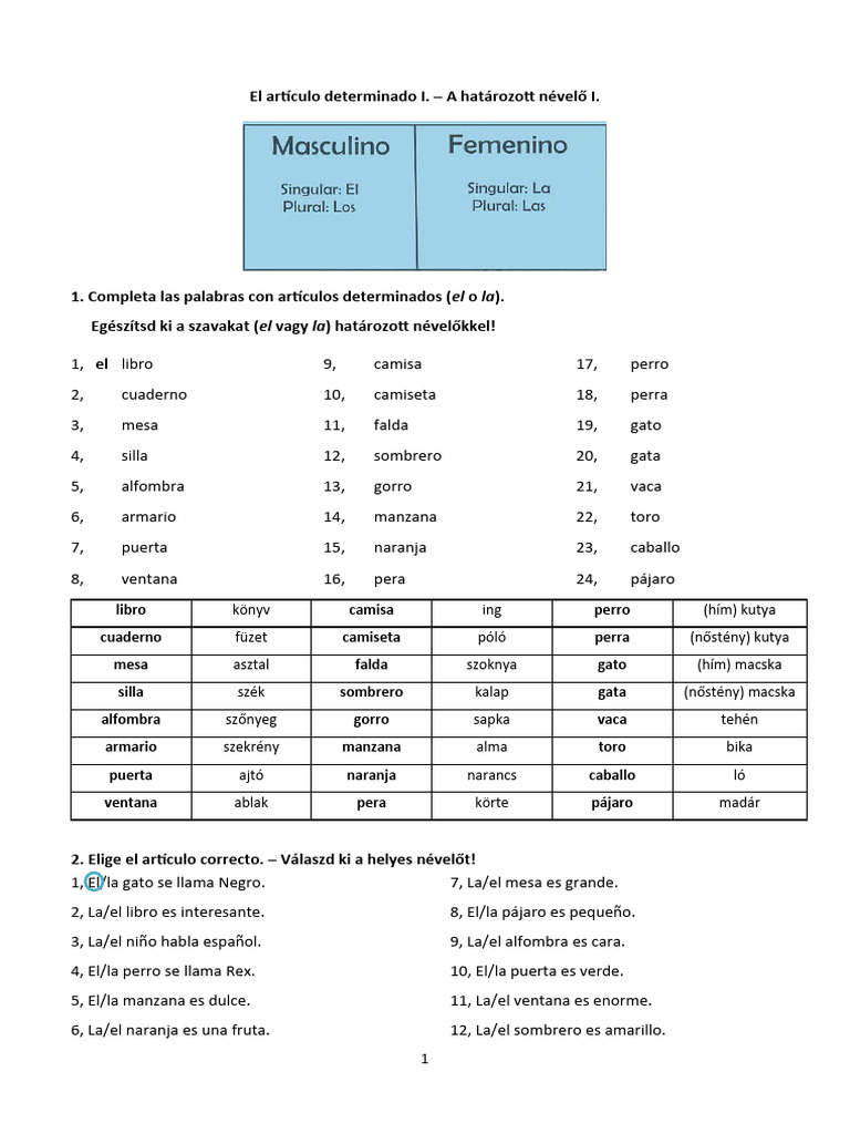El Artículo Determinado I - Bence - 0306 | PDF