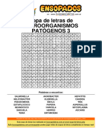 Sopa de Letras de Microorganismos Patógenos 3: Palabras A Encontrar