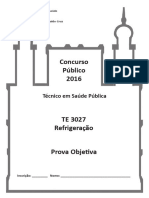 Fiocruz 2016 Fiocruz Tecnico em Saude Publica Refrigeracao Prova