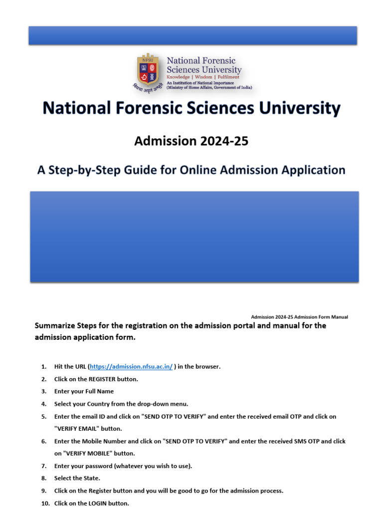 NFSU Admission Process Guide 2024-25 | PDF | Login | Password