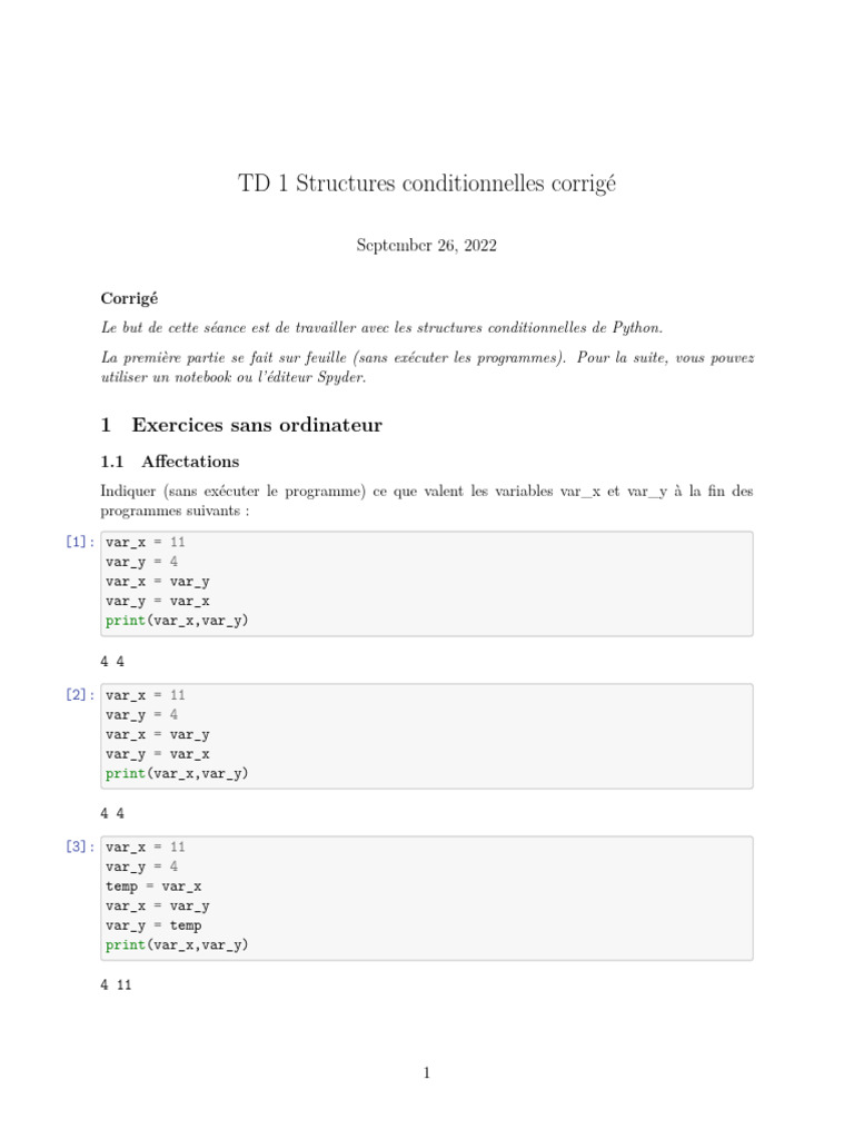 Structures conditionnelles en Python | PDF | Programmation informatique ...