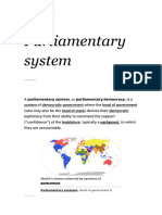 Parliamentary System: System Democratic Government Head of Government Head of State Democratic Legislature Parliament