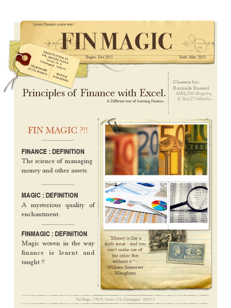 Fin Magic: Principles of Finance With Excel | PDF | Money | Economies