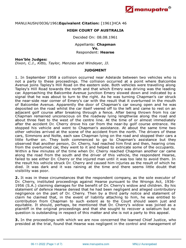High Court Ruling on Negligence Case | PDF | Negligence | Causation (Law)