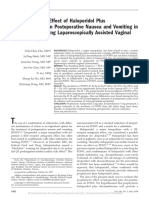The Prophylactic Effect of Haloperidol Plus Dexamethasone On Postoperative Nausea and Vomiting in Patients Undergoing Laparoscopically Assisted Vaginal Hysterectomy