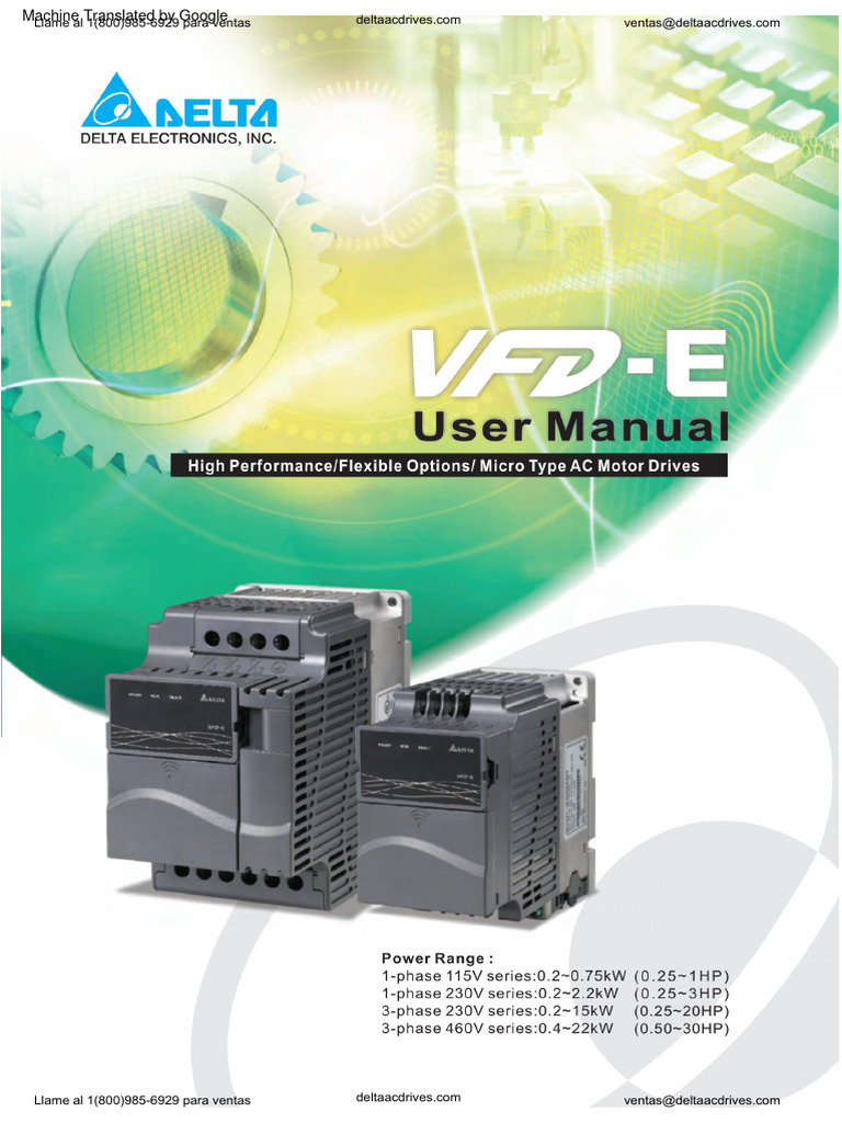 Variador Delta 20hp 220v | PDF | Ingenieria Eléctrica | Electricidad