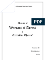 Meaning of Warrant of Arrest & Execution Thereof 