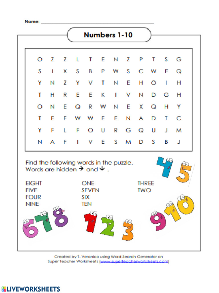 Numbers Wordsearch 2 Ano | PDF