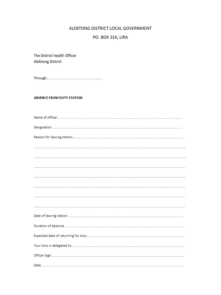 Absence From Duty | PDF