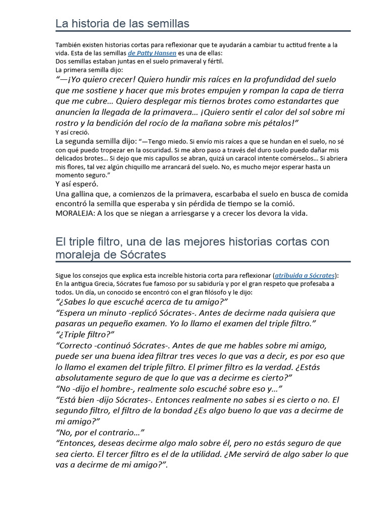 La historia de las semillas | PDF | Sócrates | Verdad