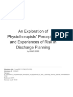 An Exploration of Physiotherapists' Perceptions and Experiences of Risk in Discharge Planning