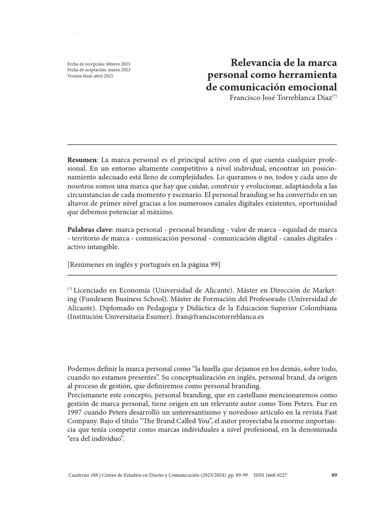 Relevancia de La Marca Personal Como Herramienta de Comunicacion | PDF ...