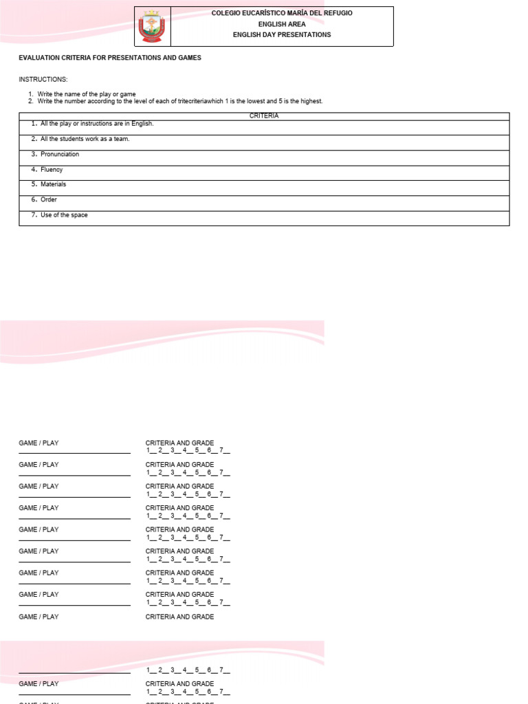 Evaluation Criteria Pdf